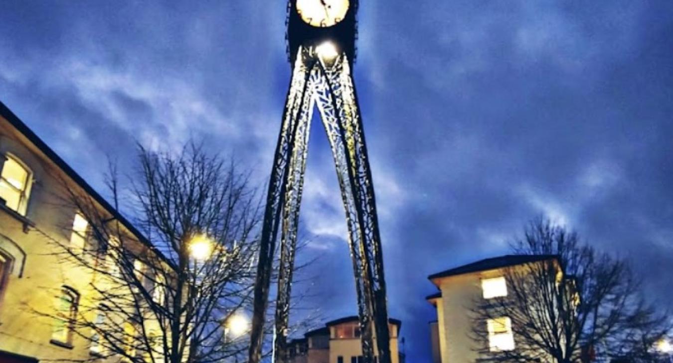Electrician shows the Millenium Clocktower in Royal Tunbridge Wells, Kent