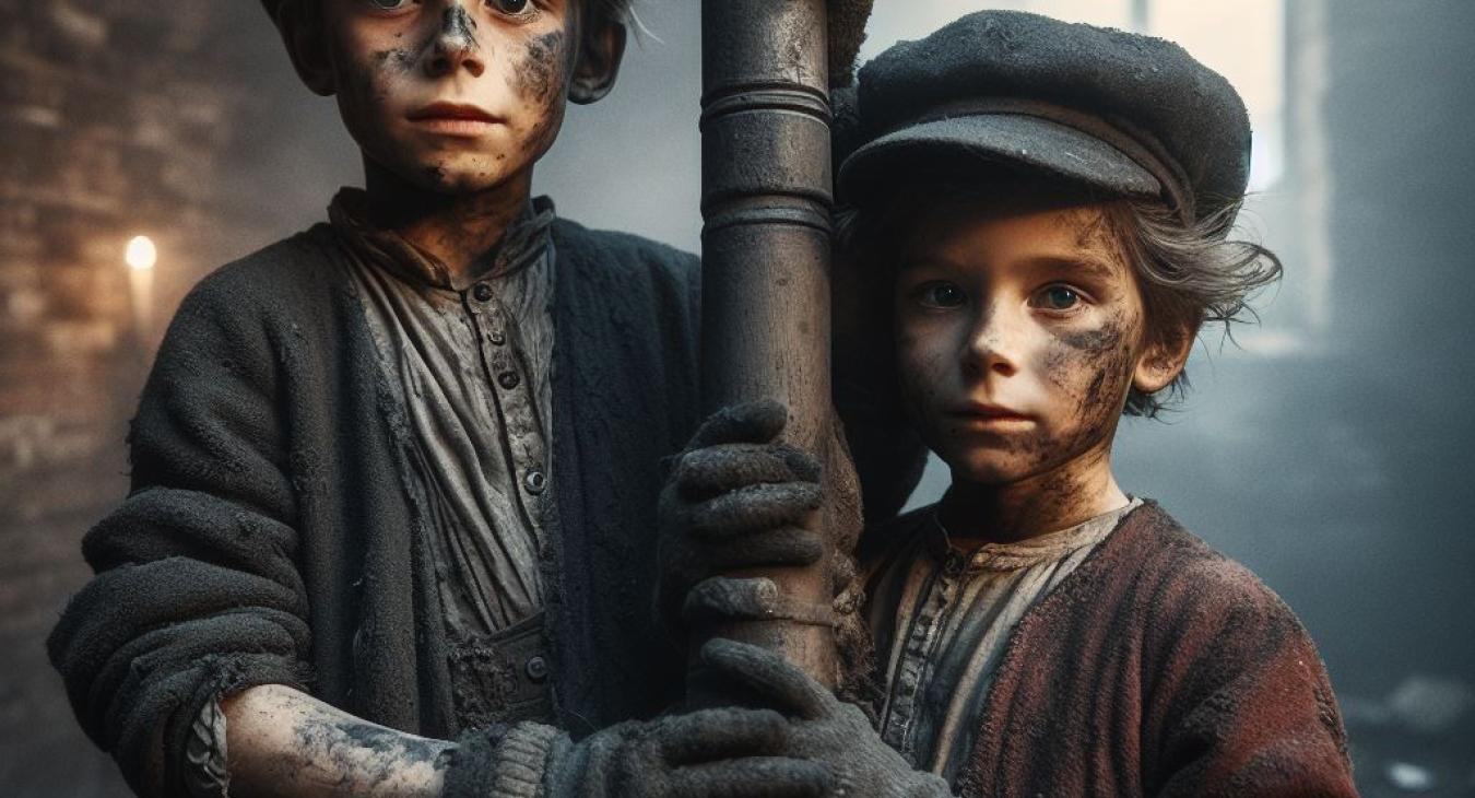 Children were often employed for the task of chimney sweeping owing to the advantages of being so small and being able to fit in the chimneys