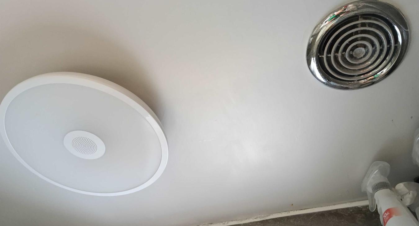Chrome vent to powerful bathroom extractor fan fitted in Hoo