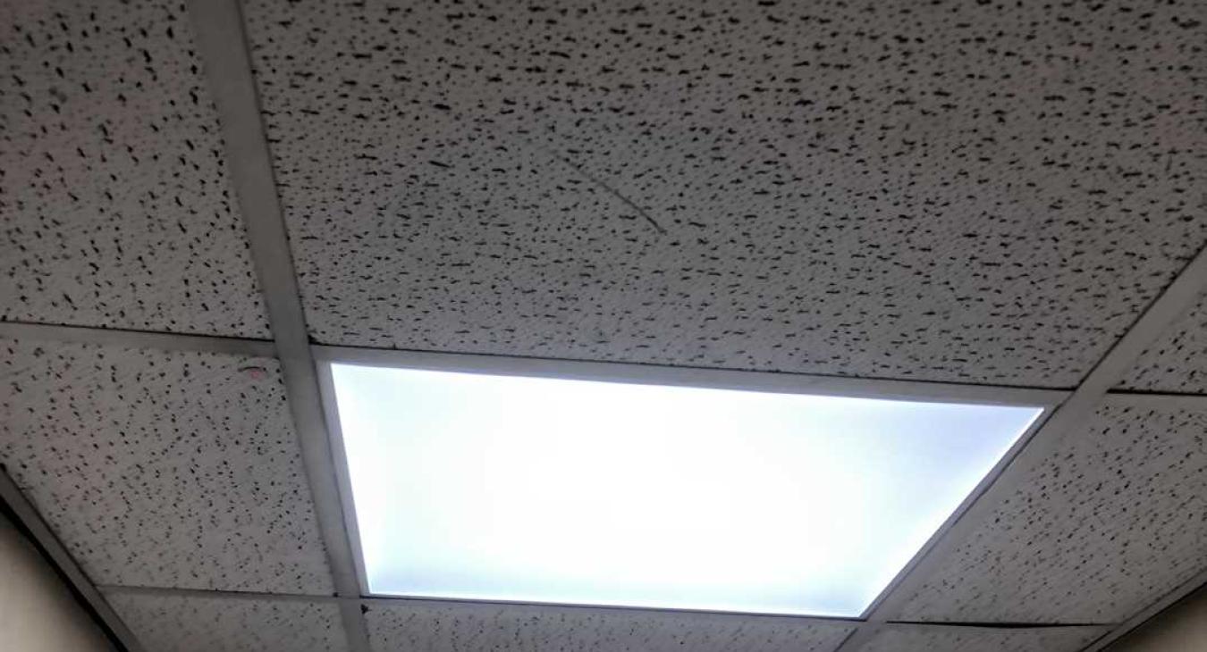 A 600x600 tile light we upgraded to LED for our commercial client in Medway