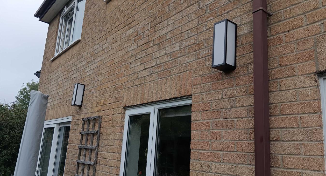 Two outside lights we recently installed for a client in Rochester