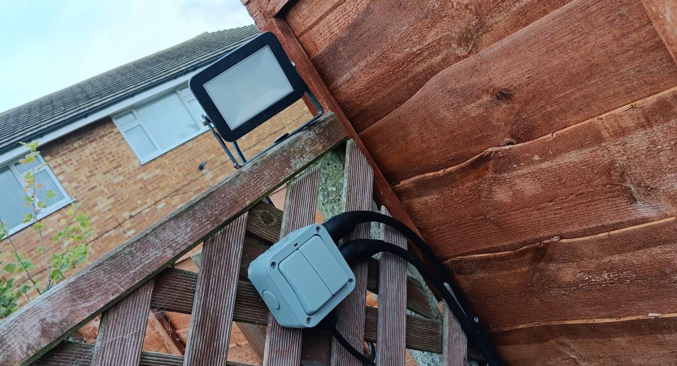 Outside patio floodlight installed in Hoo, Kent